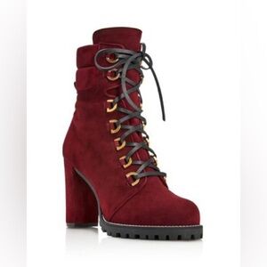 Stuart Weitzman Shackleton Lace-Up Heel Ankle Boots